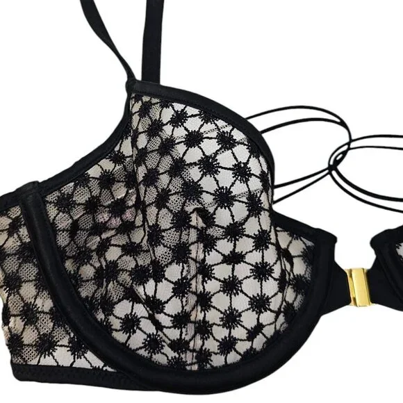 Victoria's Secret Unlined Demi Bra, Sheer, Front Close, Strappy Back, Size 32C - Picture 6 of 6